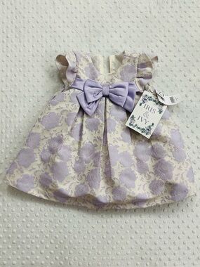 Iris & Ivy Lilac Floral Baby Dress with Bow (12mons)